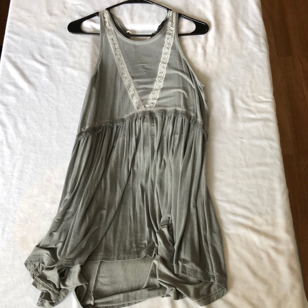 POL Lace-Trim Dress with Lace-Up Back